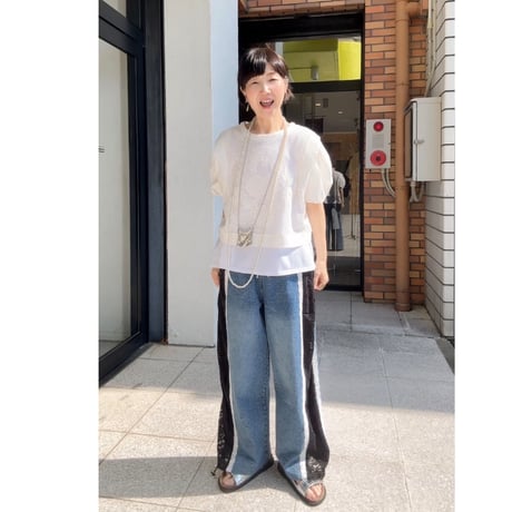6/14、5/15、4/29、3/24　2/24 Instalive  サイドレースデニムパンツ　6-13070