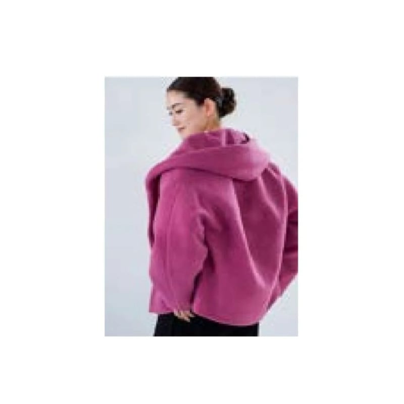 サマーセール★ 美品♡ laula モヘアシャギー フレアコート　Lサイズ 6/12 Instalive 2025Winter Lallia Mu ビッグカラーダブルショ