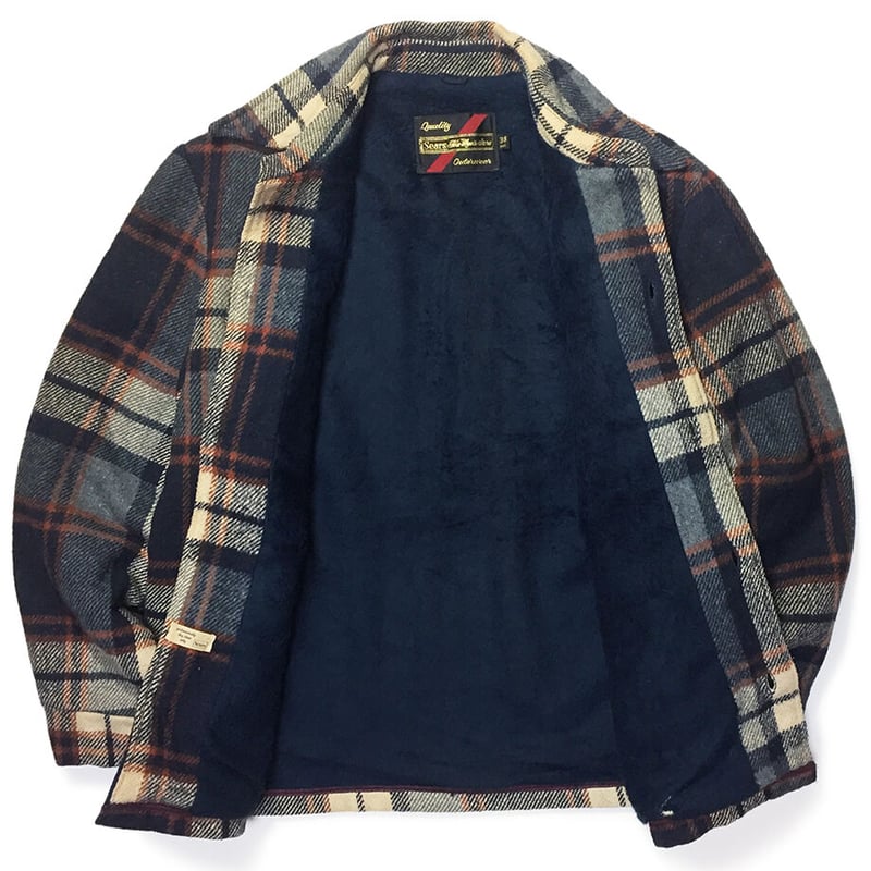 70s usa製 sears polyester knit jacket Vintage Sears Track Jacket M 70s Two Stripes Blue Womens Zip