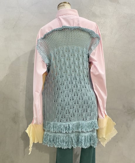 Pleats × Crochet Docking Design Shirt LPILYELBL