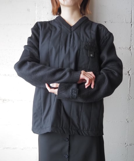 Quilted Docking Design Knit BK