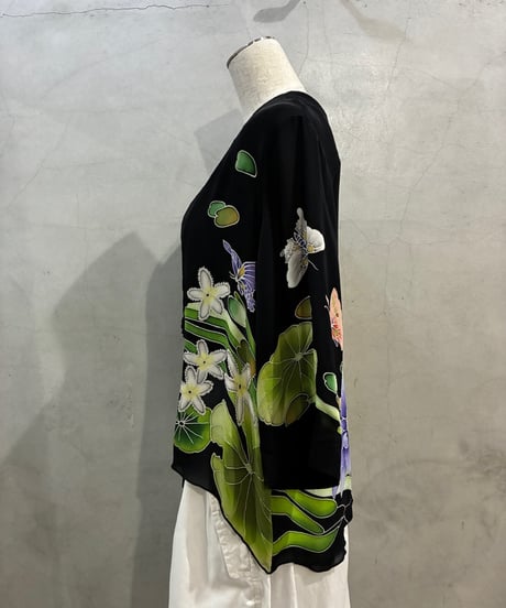 Flower Pattern Sheer Silk Gown BK