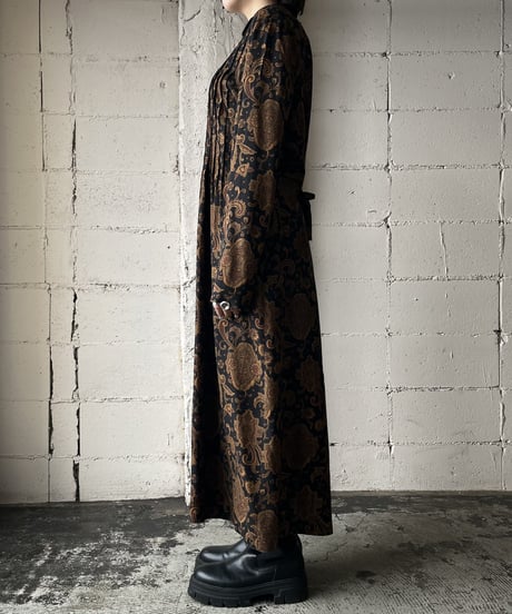 Velour Collar Paisley Pattern Dress BKBR