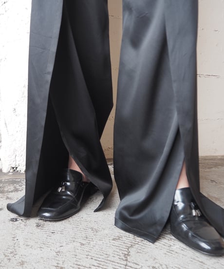 Satin Slit Wide Pants BK