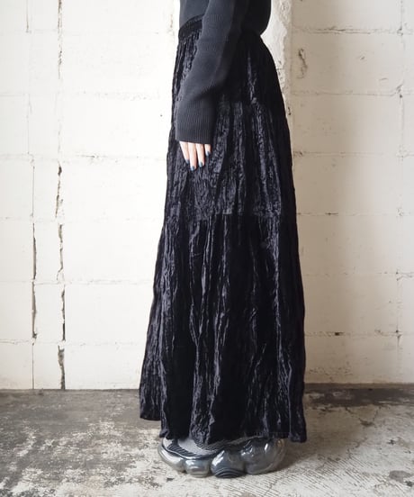 Velour Easy Tiered Skirt BK