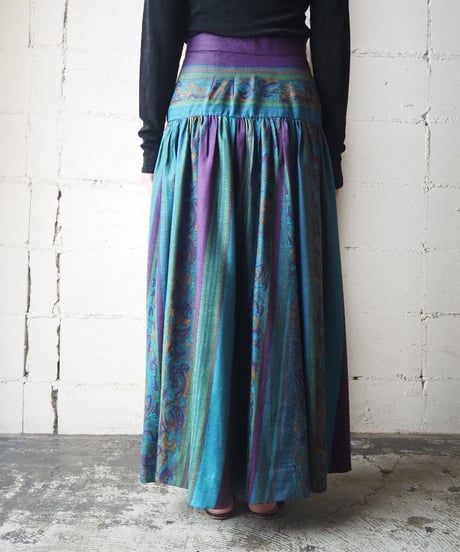 Stripe × Paisley Long Skirt BLPUR