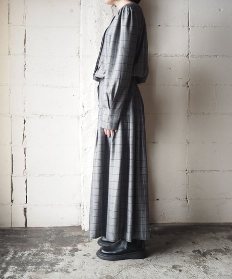 Collarless Check Shirt Dress GR