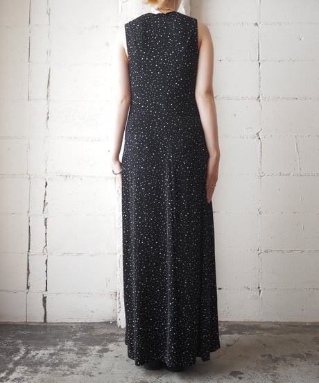 Spandex Mix Sleeveless Dot Dress BKWH