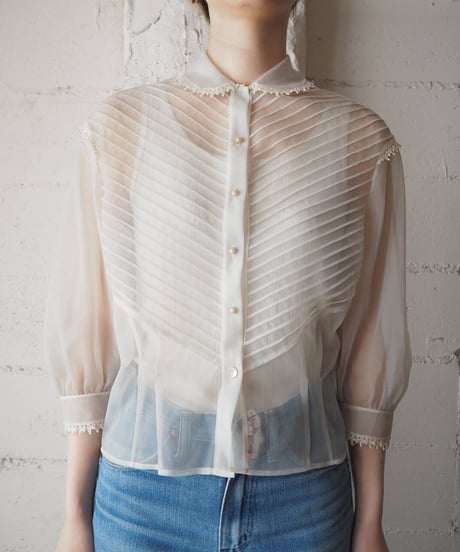 Round Collar Sheer Lace Blouse IV