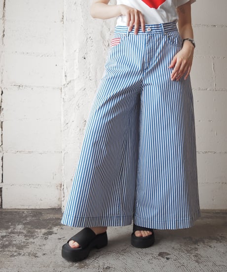 UNITED COLORS OF BENETTON Stripe Wide Pants BL WH