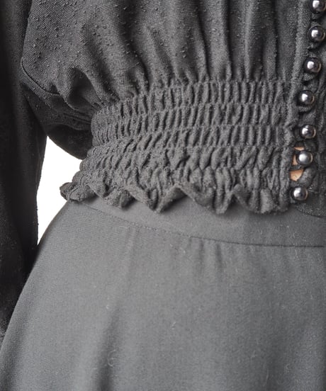 Many Button Shiring Blouse BK