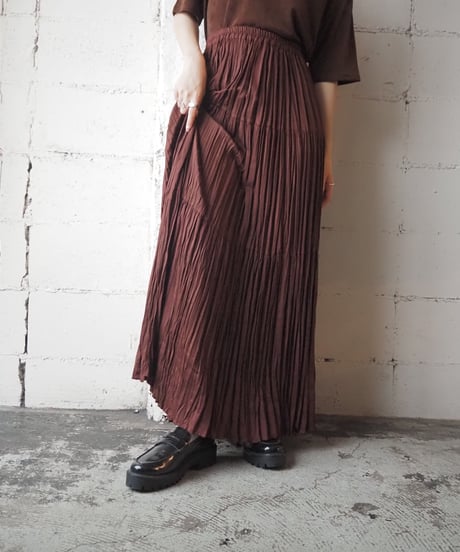 Tiered Pleated Long Skirt BR