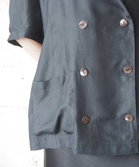 Double Breasted Short Sleeve Shirt Jacket BK