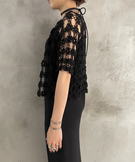 Flower Knit Cardigan BK