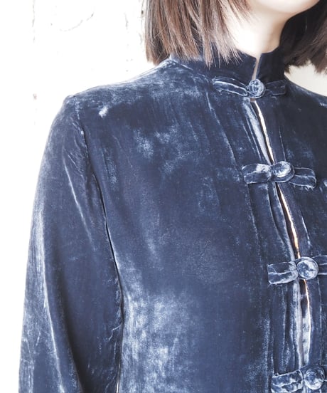 Velvet China Shirt With Flower Print Lining NV