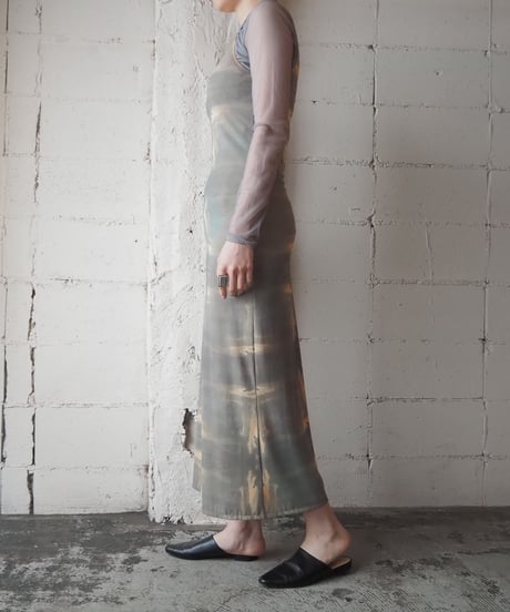 1990's France Marble Pattern Sleevelss Dress KAYE