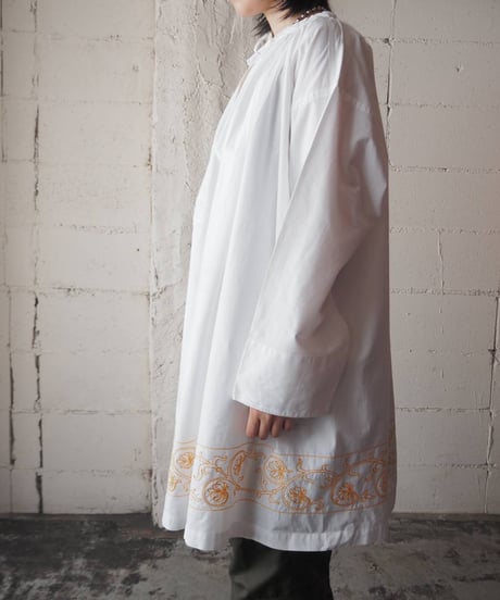 1950~60's Embroidery Hem Smock WHYE
