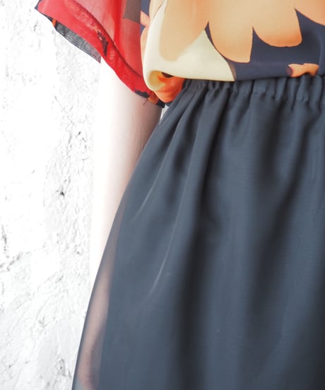 Sheer Layerd Wide Easy Pants BK