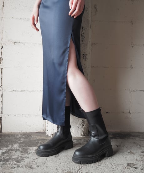 1990's Deep Slit Satin Tight Skirt NV