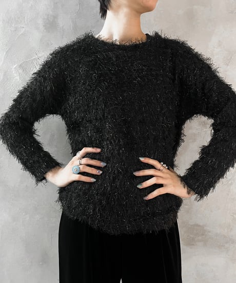 Crew Neck Shaggy Knit BK