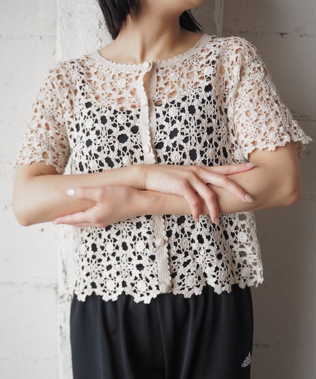 Crew Neck Crochet Cardigan IV