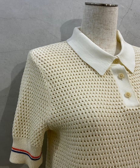 TORY BURCH Mesh Polo S/S Sweater IV