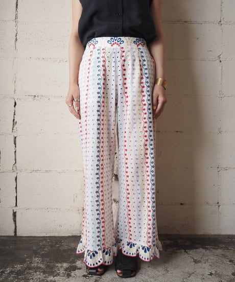 Cutwork Frill Wide Pants WHRE