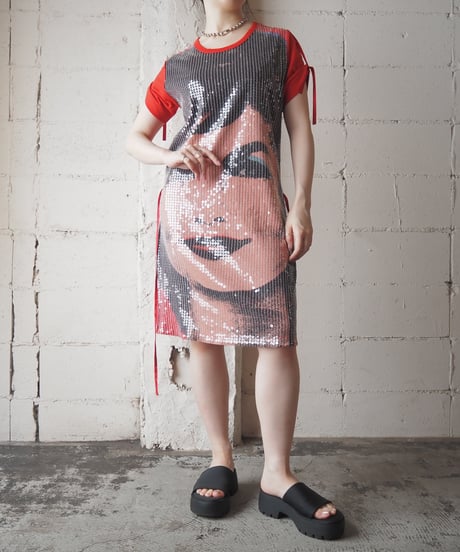 Andy Warhol Jacqueline Kennedy Sequin Satin Dress RE