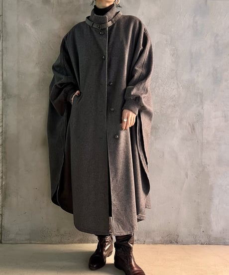 Rib Design Poncho Coat GR
