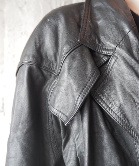 Dolman Sleeve Short Leather Jacket BK