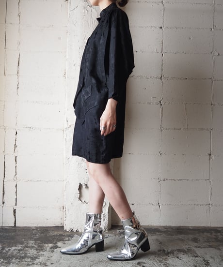1980's Euro Shadow Pattern Layered Design Dress BK