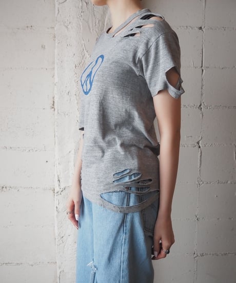 ~80's Peace Mark Crashed Tee GRY