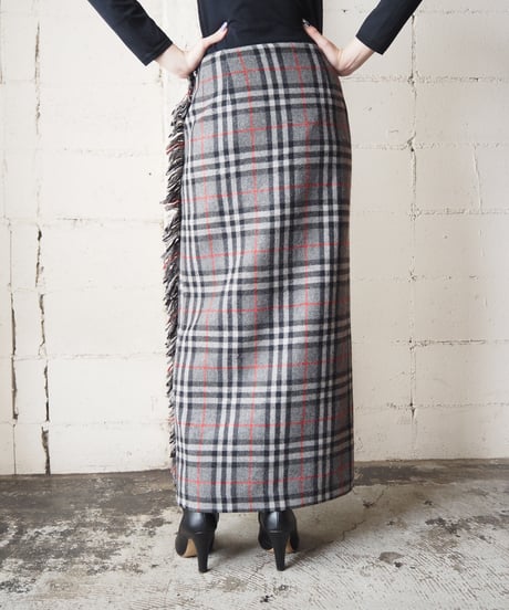 Plaid Wrap Long Skirt GR