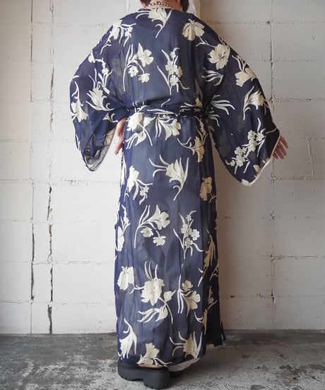Flower Pattern Sheer Robe NV BEG