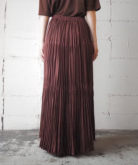 Tiered Pleated Long Skirt BR