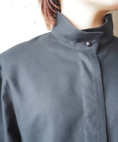 Stand Collar Puff Sleeve Shirt BK