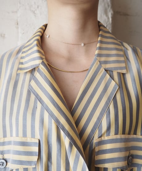 Stripe Open Collar Dress LYEGR