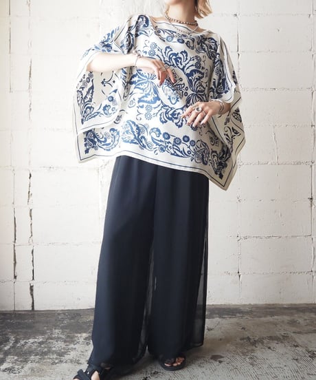 Boat Neck Pattern Blouse WHNV