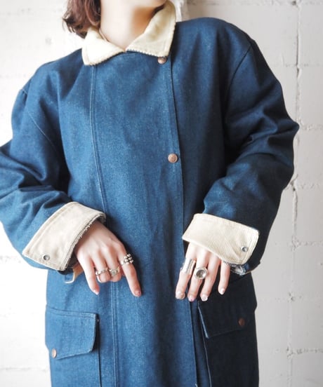 Corduroy Collar Denim Coat BL