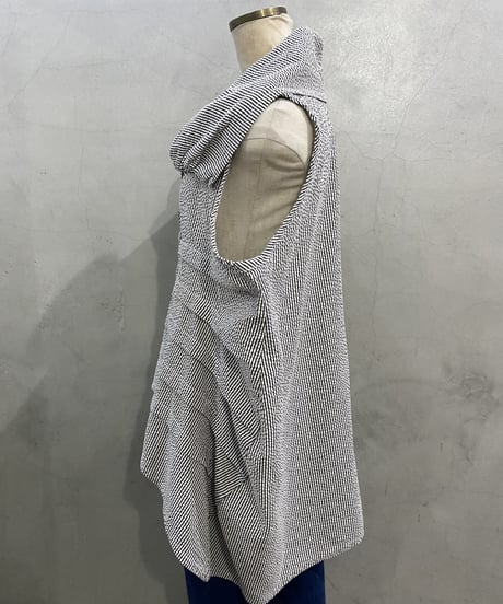 N/S Big Collar Seersuker Design Tops GR WH