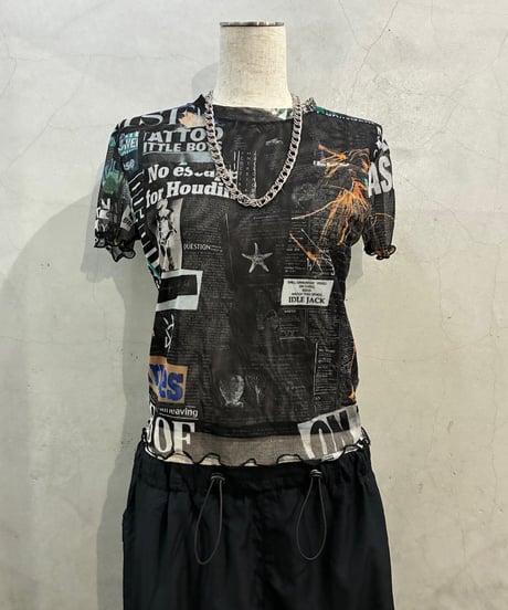 Desigual  S/S Print Sheer Tops BK