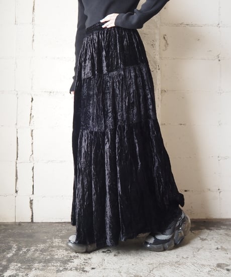 Velour Easy Tiered Skirt BK