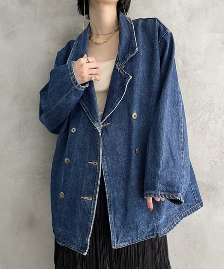 GEORGES MARCIANO Double Brest Denim Coat BL