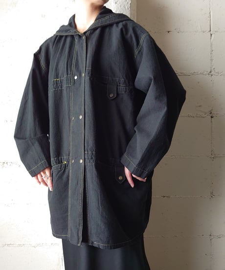 Yellow Stitch Hooded Jacket BK