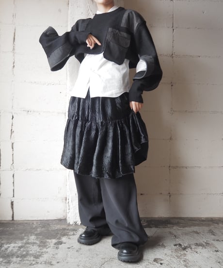 REMAKE Command Pocket Short Sweater BK