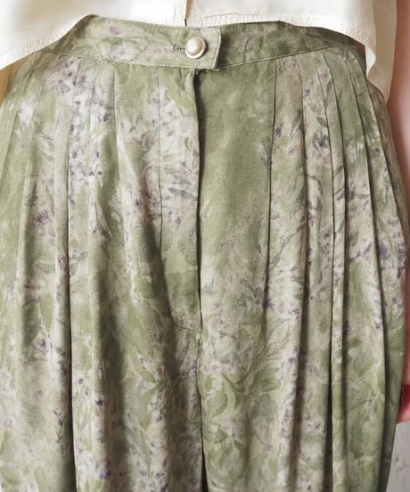 1980's  Leaf Pattern Pants GRN BEG