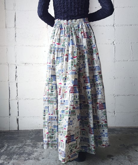 Cityscape Pattern Tiered Skirt WHBL