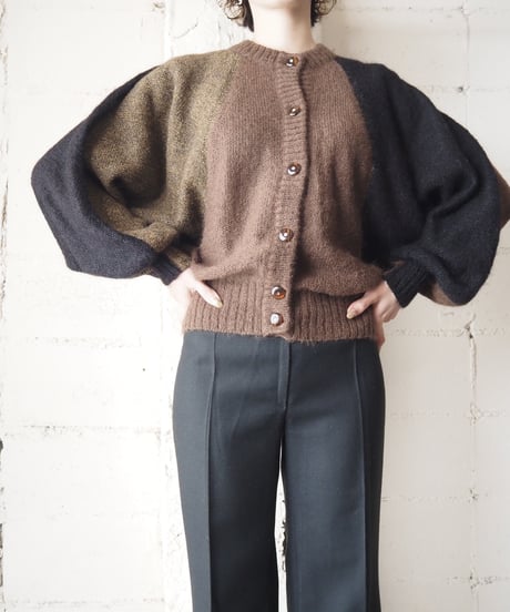 Tricolor Dolman Sleeve Mohair Cardigan BRBKKA