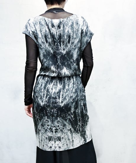 HELMUT LANG Silk Mix Print Drape Dress GRBK