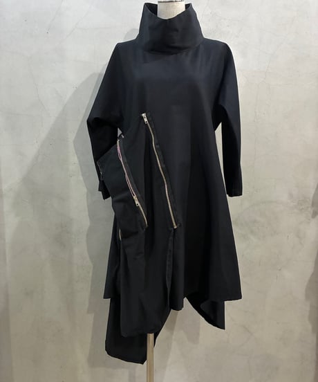 Zip Design High Neck Dress BK